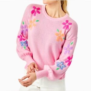 Lilly Pulitzer pink floral Laletta sweater